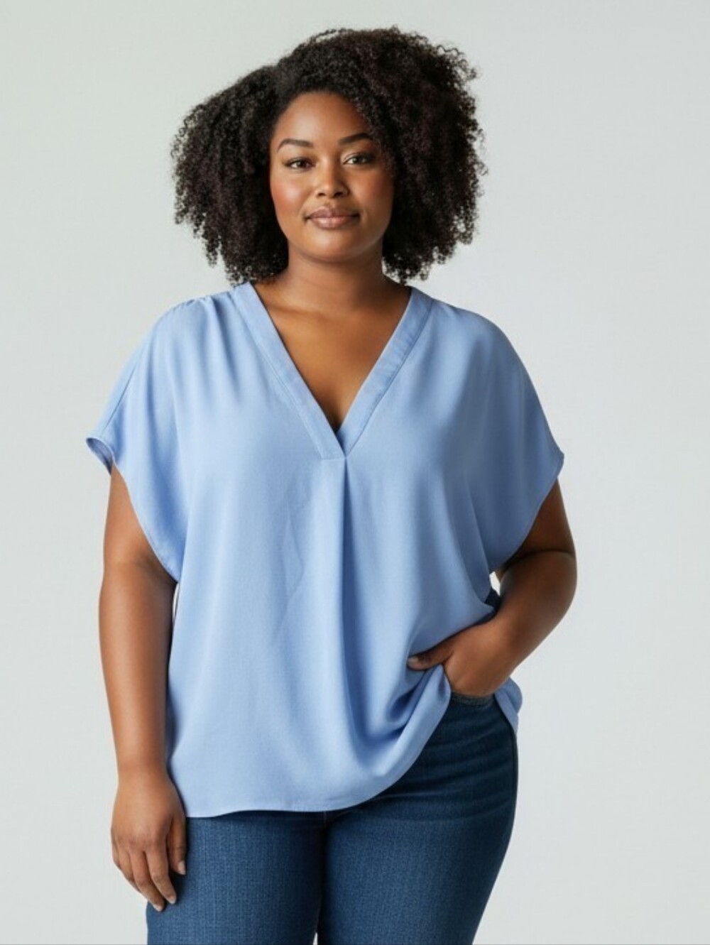 Banana Republic Women's XXL Blue V-Neck Blouse